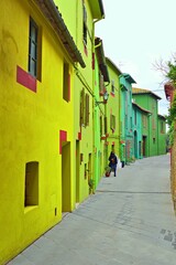 cityscape of Ghizzano, a small colorful village in the municipality of Peccioli in Pisa, Tuscany, Italy