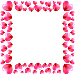 Frame of red hearts ideal for Valentines Day	