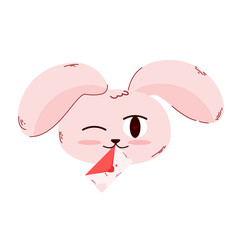 Cute hare with letter to Valentine's Day on a white background.