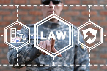 Law military concept. Soldiers rights compliance. Army legal service. Tribunal. - obrazy, fototapety, plakaty