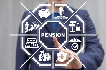 Concept of retirement planning. Pension savings. Elderly pensioner finance health insurance.