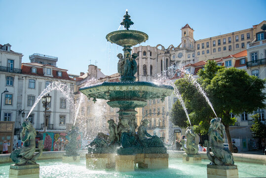 PORTUGAL LISBON BAIXA ROSSIO SQUARE