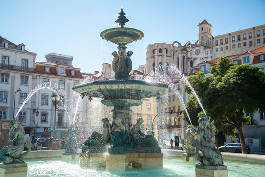 PORTUGAL LISBON BAIXA ROSSIO SQUARE