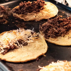 Cooking mexican tacos in the kitchen