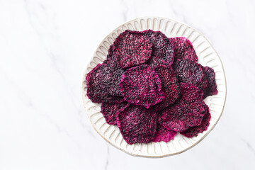 Pile of dried dragon fruit slices