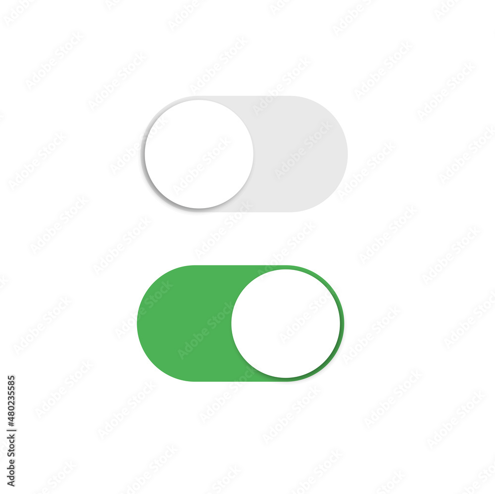Fototapete realistic switch toggle buttons, set or tree sliders in on and off position vector illustration. eps