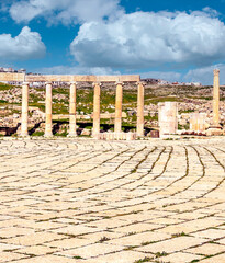 Fototapeta na wymiar Roman archeological remains in Jerash