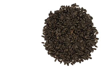 Sunflower seeds on white background