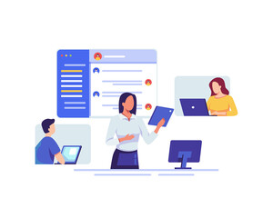 Online meeting illustration concept