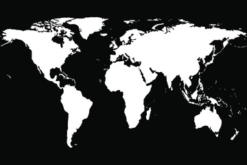 World map silhouette on black travel background