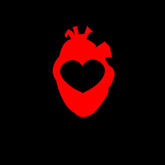 a black heart in a red human heart.valentine's day. Modern style