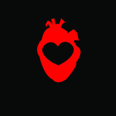a black heart in a red human heart.valentine's day. Modern style