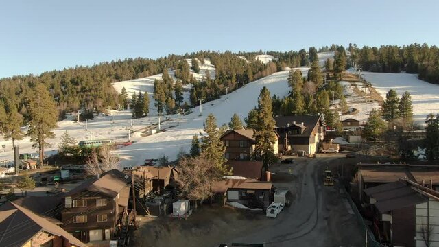 Big Bear Snow Summit Ski Sunset Aerial Shot Elevate San Bernardino Mountains California USA