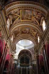 Fototapeta na wymiar Interior of the St. Paul's Cathedral, Mdina, Malta 