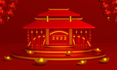 Obraz premium 3D illustration chinese new year background template