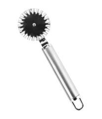 A metal pasta cutter on white background
