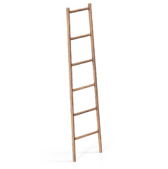 Wooden ladder near white wall 3d render