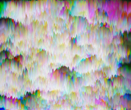 Bright white Chrysanthemum flowers in pixel sorting effect. Glitch digital style.