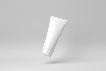 Cosmetic product display on a white background for skin care product presentation. 3D render. - 480242391