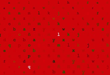 Light green, red vector layout with latin alphabet.