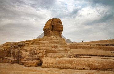 Ancient sphinx and pyramids, symbol of Egypt