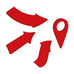 Icon sign 3d location and arrows. Vector illustration eps 10.