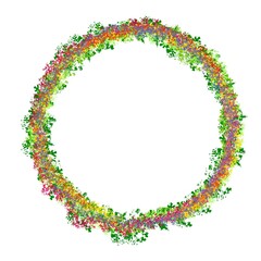 frame in the form of a circle of green leaves.  headband with flowers, wreath