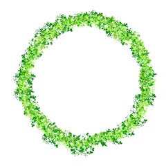 frame in the form of a circle of green leaves.  headband with flowers, wreath