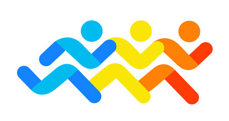  Running logo, marathon run.