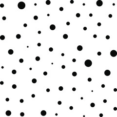 Black polka dots random pattern background. Grunge texture. Vector illustration.