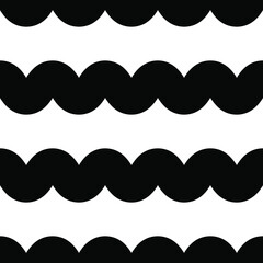 Black wave line seamless pattern on white background. Vector illustration.