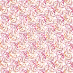 Abstract orange and pink square Spirograph twisted wireframe ethnic pattern on the white background. Vector illustration. Wrapping paper.