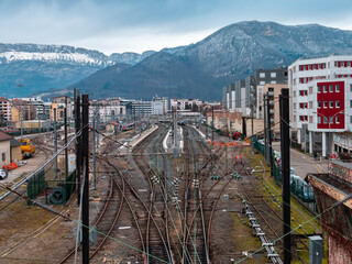 Annecy, France - January 7, 2022: A view at the the railway station of Annecy, Haute-Savoie,...