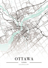 Ottawa city map poster print. Detailed map of Ottawa (Canada).	