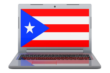 Puerto Rican flag on laptop screen. 3D illustration