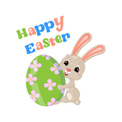 vector style cartoon Easter bunny greeting card, vector
