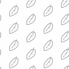 Abstract leaves seamless pattern vector. Hand drawn doodle leaf design wallpaper. Botanical texture design for print, wall arts, and wallpaper.