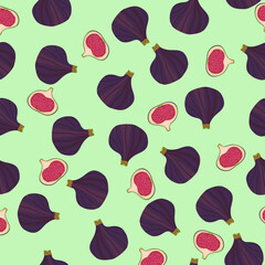 Fig pattern.Purple. Figs are drawn for the pattern. Pattern for fabrics, wallpapers, labels.