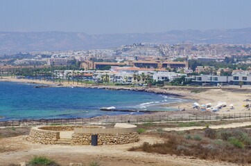 Fototapeta na wymiar Paphos city view towards the seaside in Cyprus during summer