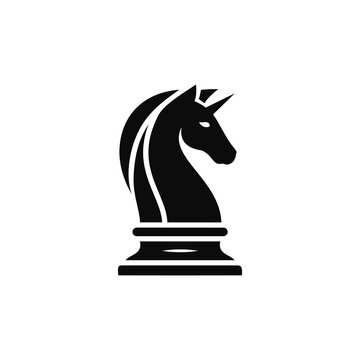 recommend clip art: Black Chess Knight Horse Pegasus Unicorn silhouette logo design vector