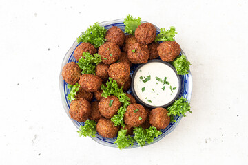 Vegetarian dish - falafel balls from spiced chickpeas	