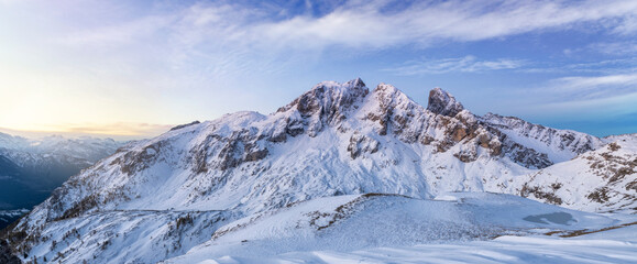Beautiful winter landscape of mountains range