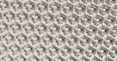 Gray cubes weave pattern background. 3d rendering.