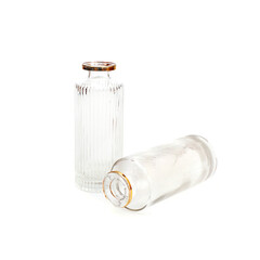 Two glass flower vases isolated on a white background