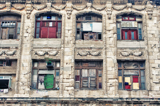 facade detail of old building in havana