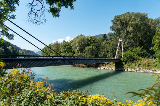 Brige over river Isarco (Eisack) in Brixen, Italy