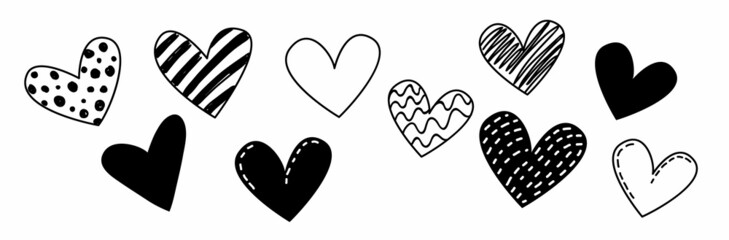 doodle heart illustration in trendy style isolated on white background