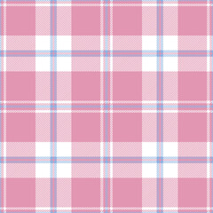 Pink, light blue and white argyle tartan plaid. Scottish pattern fabric swatch close-up. 