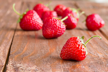 fresh sweet strawberry on wooden background