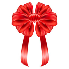 Red festive bow. Decoration for a gift